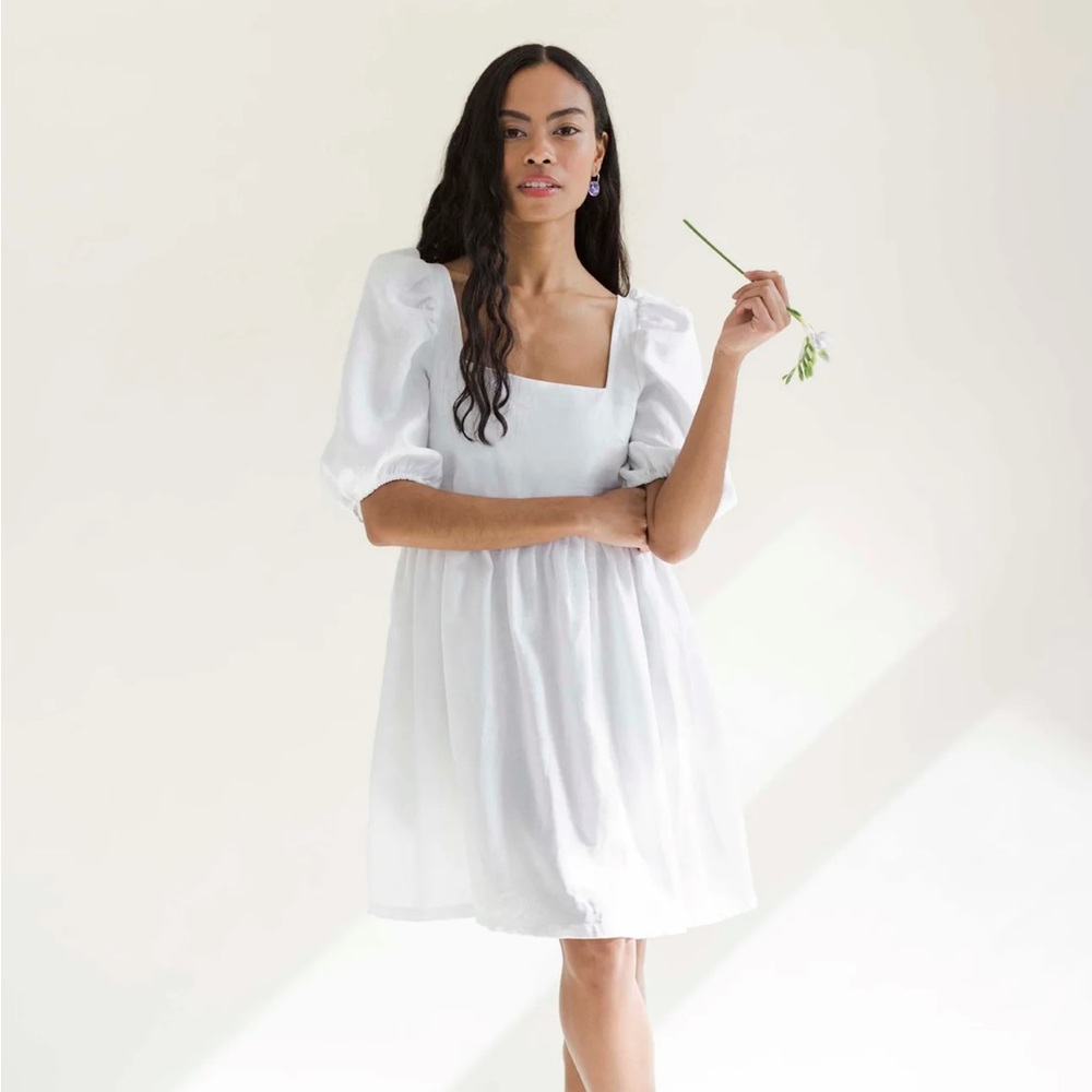 A Bronze Age Manon Mini dress in Linen
